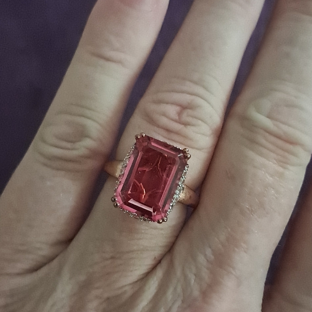 Radiant Orchid Quartz & White Zircon Accented Ring